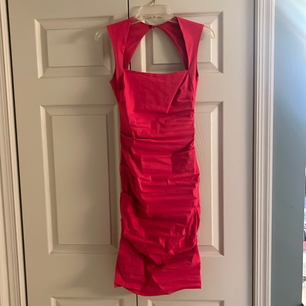 Nicole Miller hot pink cocktail dress